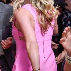 Hot pink cocktail dress with cutout back detail